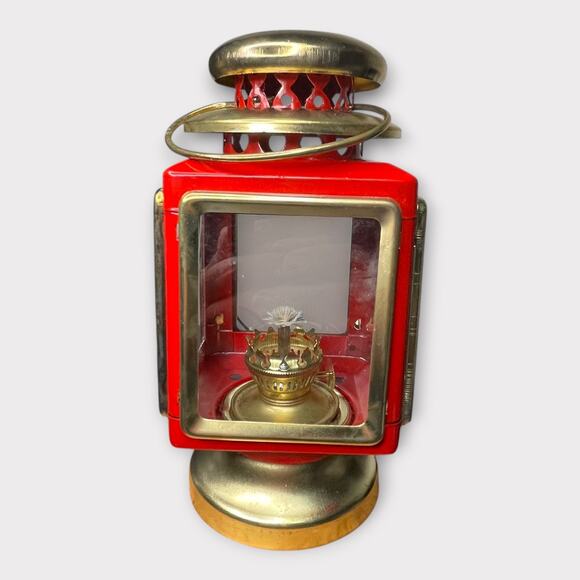 1979 Red & Brass Kerosene Lantern Indoor Outdoor NOS Holiday Christmas Décor - Picture 9 of 13